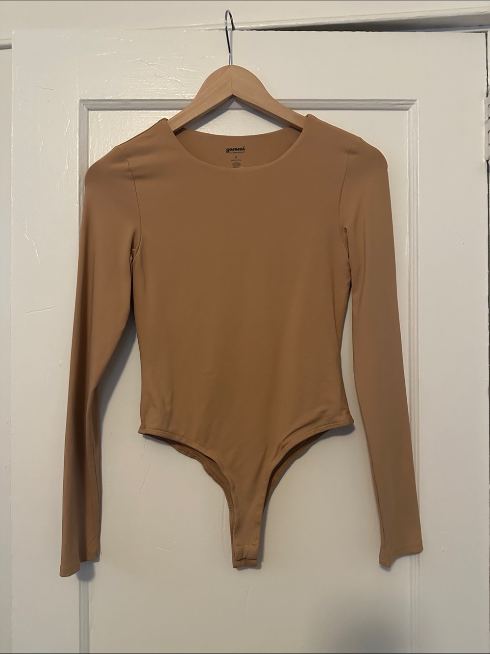 Francesca's Collections Long Sleeve Bodysuit in Camel